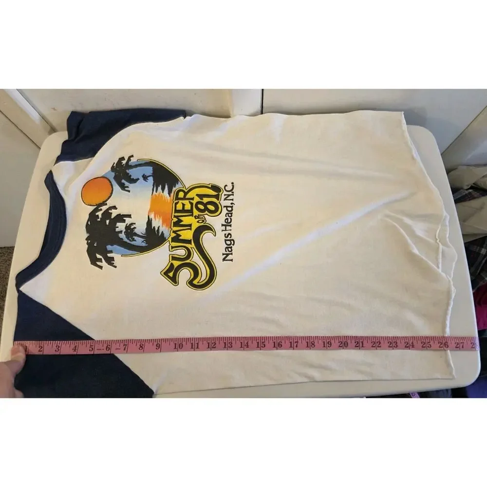 Vtg Bantam 1981 Nags Head NC Long Sleeve Shirt Size XL Retro Beach Palm Trees - Picture 7 of 7